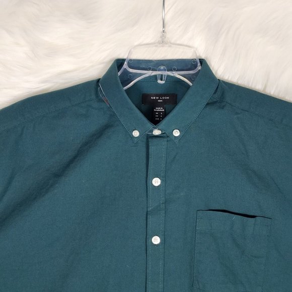 New Look Men's Long Sleeve Button Down Shirt Size S Green - Picture 3 of 9
